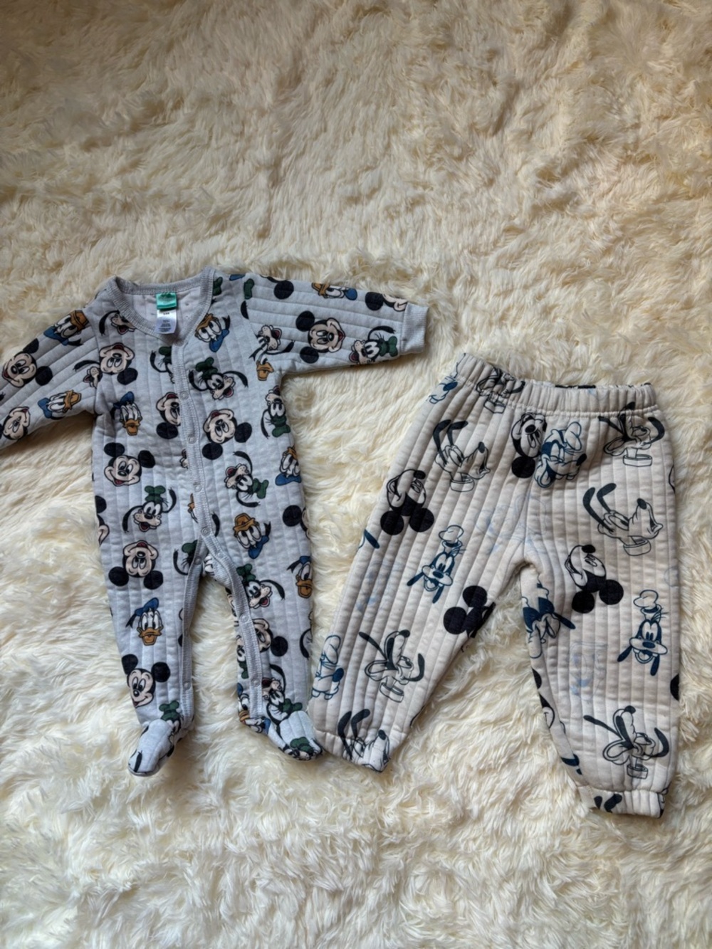 Disney Baby Mickey & Friends Footed Sleeper (3/6 months) + Joggers (18 months)